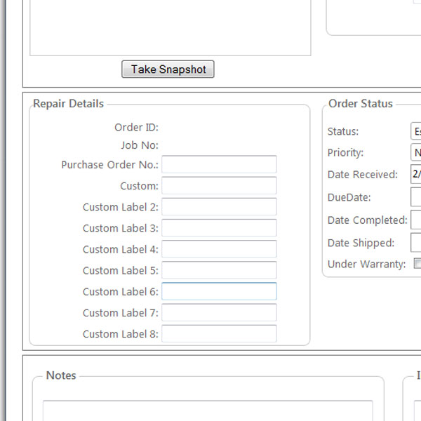 Customize your repair details text fields to your liking